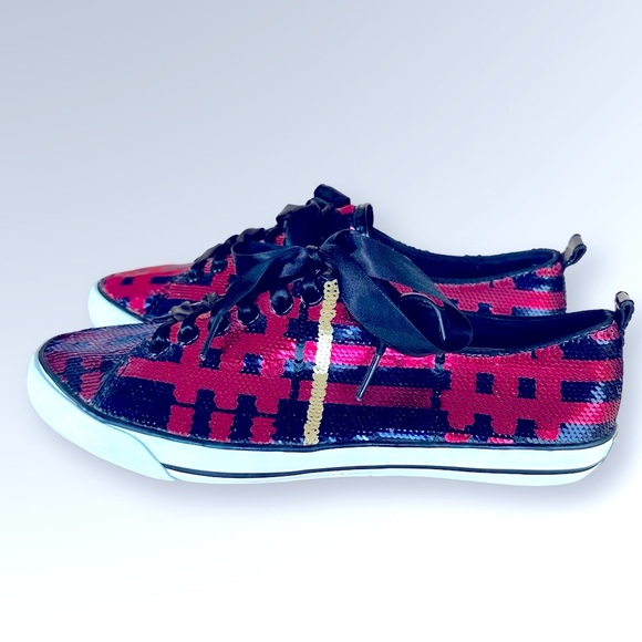 COACH WOMENS PLAID SHOES SNEAKERS WILLA TARTAN SEQUINS SZ 8.5 - Picture 4 of 14